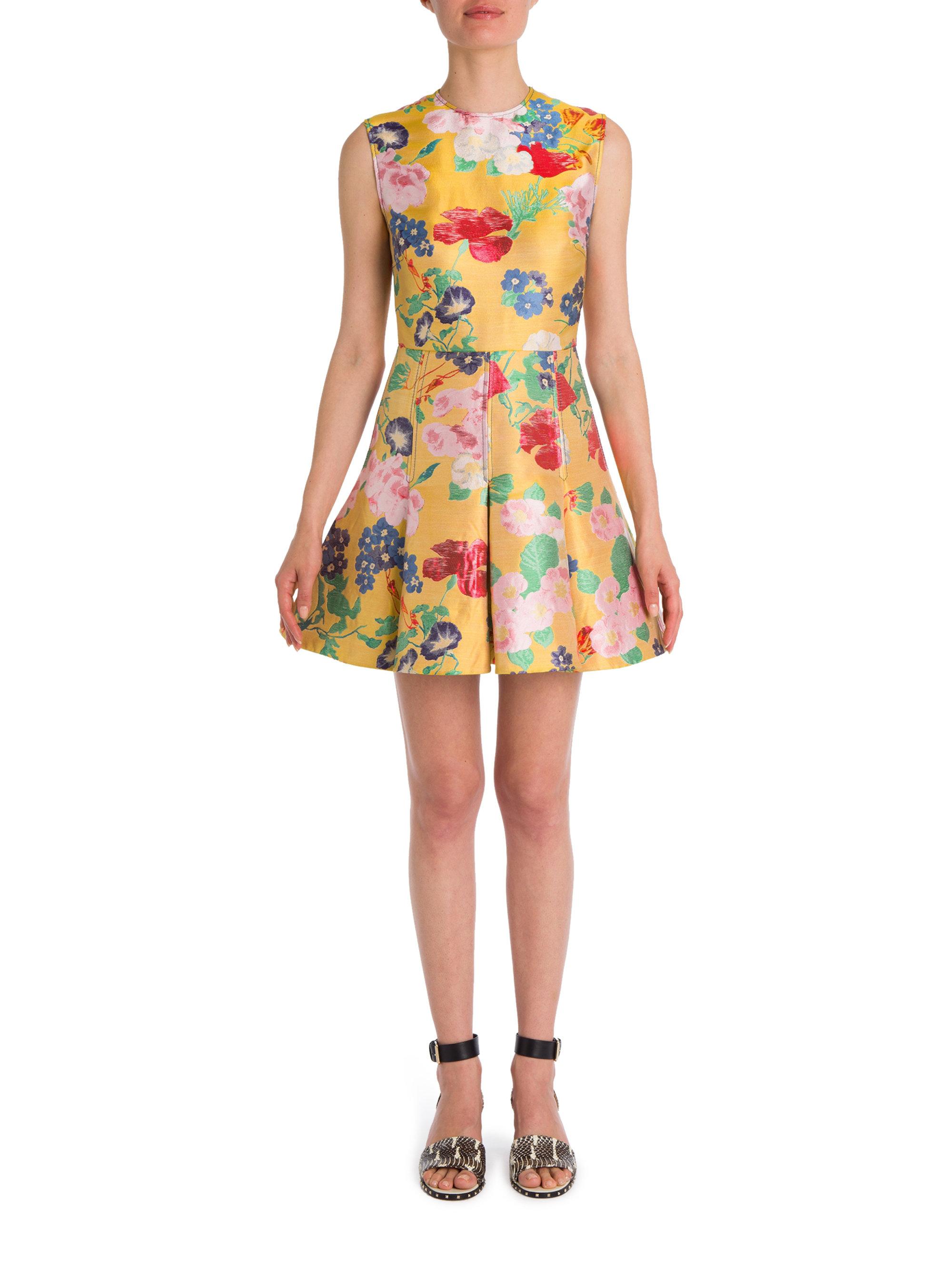 Valentino Silk Romantic Flower Dress in Yellow - Lyst